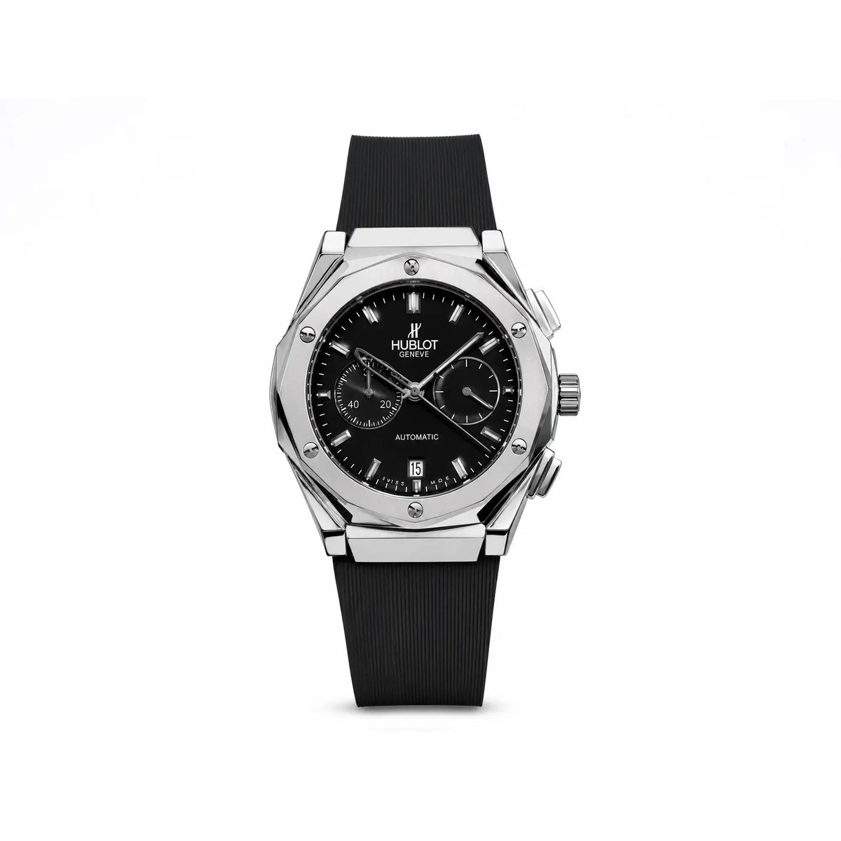 HUBLOT Black Dial Watch | Stainless Steel l Rubber Strap | EF-007