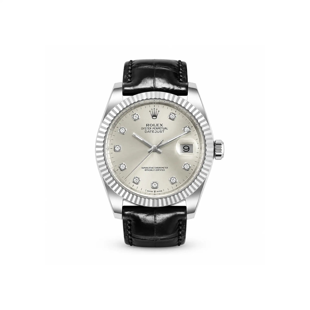 ROLEX Luxury Diamond Dial | Premium Leather Strap Men's Watch | EF-002