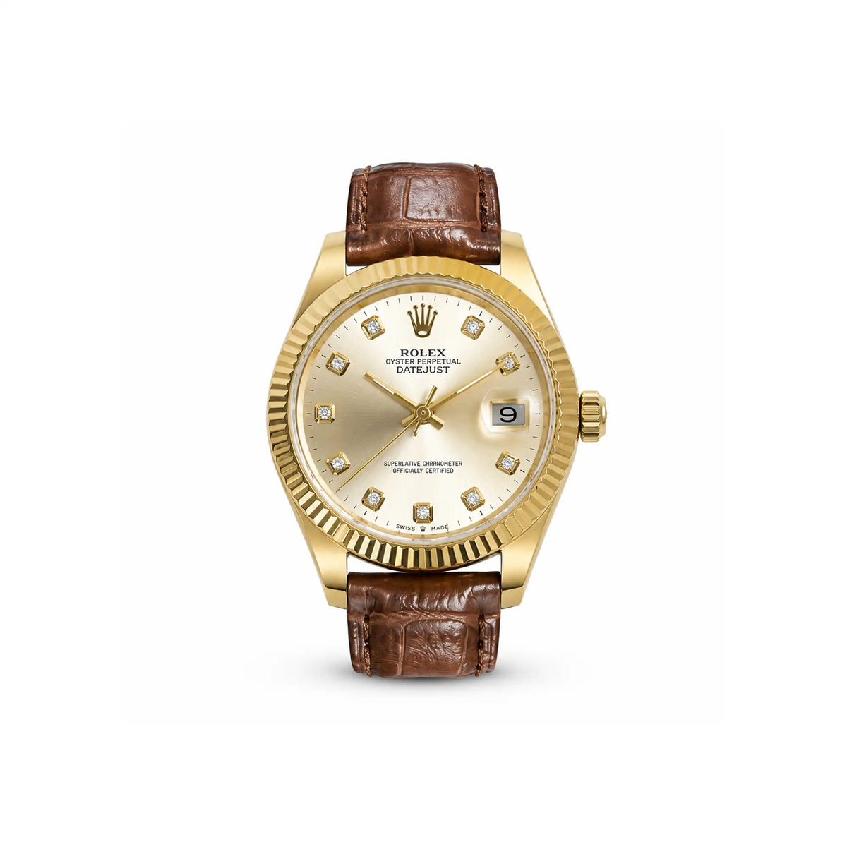 ROLEX Luxury Diamond Dial | Premium Leather Strap Men's Watch | EF-002