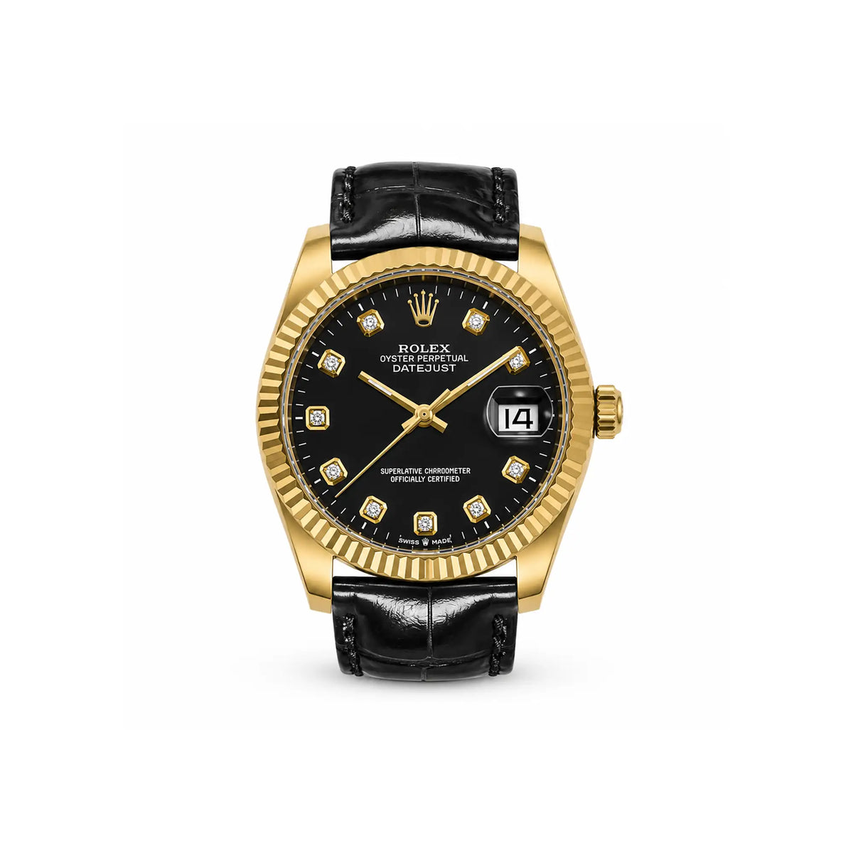 ROLEX Luxury Diamond Dial | Premium Leather Strap Men's Watch | EF-002